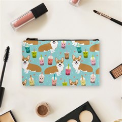 Corgi Boba Tea Bubble Tea Kawaii Food Welsh Corgis Dog Pattern Cosmetic Bag (small) by Perong