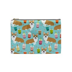 Corgi Boba Tea Bubble Tea Kawaii Food Welsh Corgis Dog Pattern Cosmetic Bag (medium)