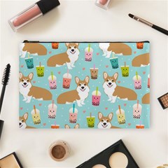 Corgi Boba Tea Bubble Tea Kawaii Food Welsh Corgis Dog Pattern Cosmetic Bag (large) by Perong