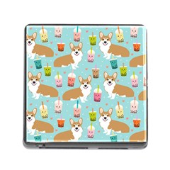 Corgi Boba Tea Bubble Tea Kawaii Food Welsh Corgis Dog Pattern Memory Card Reader (square 5 Slot) by Perong