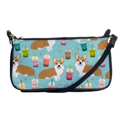 Corgi Boba Tea Bubble Tea Kawaii Food Welsh Corgis Dog Pattern Shoulder Clutch Bag by Perong