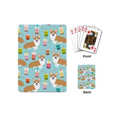 Corgi Boba Tea Bubble Tea Kawaii Food Welsh Corgis Dog Pattern Playing Cards Single Design (mini)