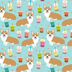 Corgi Boba Tea Bubble Tea Kawaii Food Welsh Corgis Dog Pattern Play Mat (square) by Perong