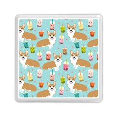 Corgi Boba Tea Bubble Tea Kawaii Food Welsh Corgis Dog Pattern Memory Card Reader (square) by Perong