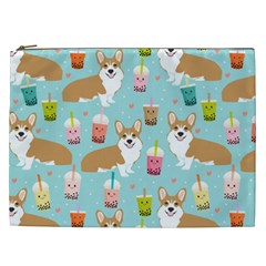 Corgi Boba Tea Bubble Tea Kawaii Food Welsh Corgis Dog Pattern Cosmetic Bag (xxl) by Perong