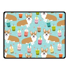 Corgi Boba Tea Bubble Tea Kawaii Food Welsh Corgis Dog Pattern Two Sides Fleece Blanket (small) by Perong