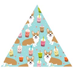 Corgi Boba Tea Bubble Tea Kawaii Food Welsh Corgis Dog Pattern Wooden Puzzle Triangle by Perong