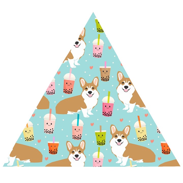 Corgi Boba Tea Bubble Tea Kawaii Food Welsh Corgis Dog Pattern Wooden Puzzle Triangle