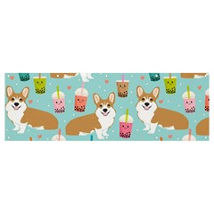 Corgi Boba Tea Bubble Tea Kawaii Food Welsh Corgis Dog Pattern Banner And Sign 12  X 4  by Perong