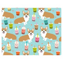 Corgi Boba Tea Bubble Tea Kawaii Food Welsh Corgis Dog Pattern Premium Plush Fleece Blanket (medium) by Perong