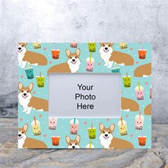 Corgi Boba Tea Bubble Tea Kawaii Food Welsh Corgis Dog Pattern White Tabletop Photo Frame 4 x6  by Perong