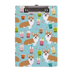 Corgi Boba Tea Bubble Tea Kawaii Food Welsh Corgis Dog Pattern A5 Acrylic Clipboard by Perong