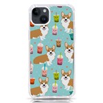 Corgi Boba Tea Bubble Tea Kawaii Food Welsh Corgis Dog Pattern iPhone 14 Plus TPU UV Print Case Front