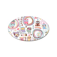 Cute Owl Bird Animal Pattern Sticker Oval (10 Pack) by Perong