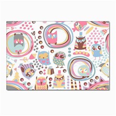 Cute Owl Bird Animal Pattern Postcards 5  X 7  (pkg Of 10) by Perong