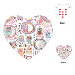 Cute Owl Bird Animal Pattern Playing Cards Single Design (heart)