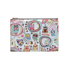 Cute Owl Bird Animal Pattern Cosmetic Bag (medium)