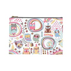 Cute Owl Bird Animal Pattern Cosmetic Bag (large) by Perong