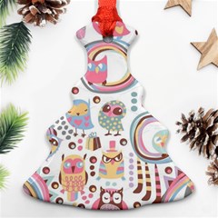 Cute Owl Bird Animal Pattern Christmas Tree Ornament (two Sides) by Perong