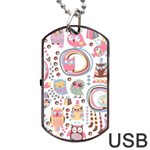 Cute Owl Bird Animal Pattern Dog Tag USB Flash (Two Sides) Front