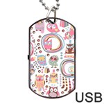 Cute Owl Bird Animal Pattern Dog Tag USB Flash (Two Sides) Back