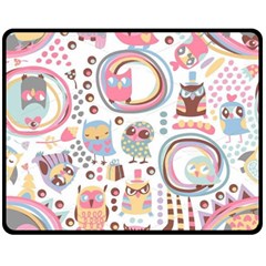 Cute Owl Bird Animal Pattern Two Sides Fleece Blanket (medium) by Perong