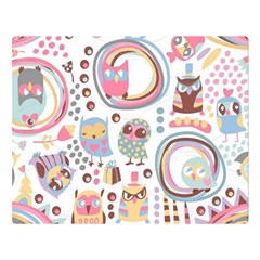 Cute Owl Bird Animal Pattern Two Sides Premium Plush Fleece Blanket (large) by Perong