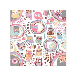 Cute Owl Bird Animal Pattern Square Satin Scarf (30  X 30 ) by Perong