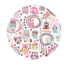 Cute Owl Bird Animal Pattern Mini Round Pill Box by Perong