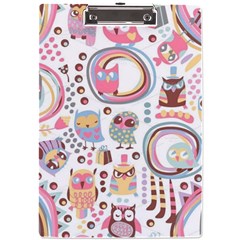 Cute Owl Bird Animal Pattern A4 Acrylic Clipboard by Perong