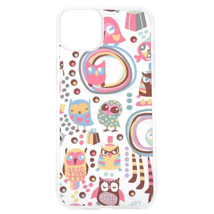 Cute Owl Bird Animal Pattern iPhone 15 Pro TPU UV Print Case