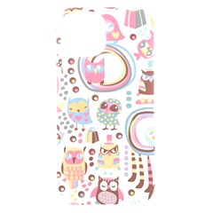 Cute Owl Bird Animal Pattern Iphone 15 Black Uv Print Pc Hardshell Case by Perong