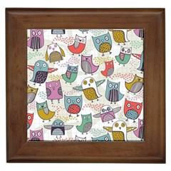 Owl Animal Bird Pattern Framed Tile by Perong