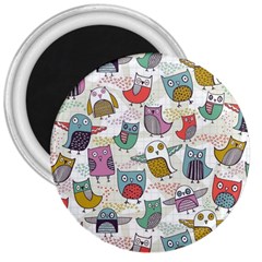 Owl Animal Bird Pattern 3  Magnets by Perong