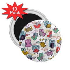 Owl Animal Bird Pattern 2 25  Magnets (10 Pack)  by Perong