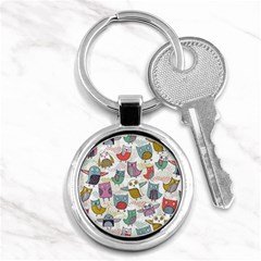 Owl Animal Bird Pattern Key Chain (round) by Perong