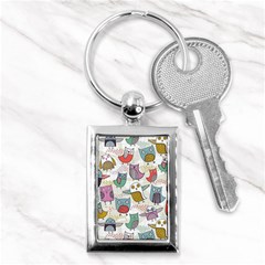 Owl Animal Bird Pattern Key Chain (rectangle) by Perong