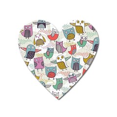 Owl Animal Bird Pattern Heart Magnet by Perong