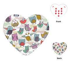 Owl Animal Bird Pattern Playing Cards Single Design (heart)