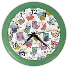 Owl Animal Bird Pattern Color Wall Clock by Perong