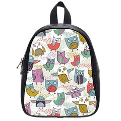 Owl Animal Bird Pattern School Bag (small) by Perong