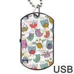 Owl Animal Bird Pattern Dog Tag USB Flash (Two Sides) Back