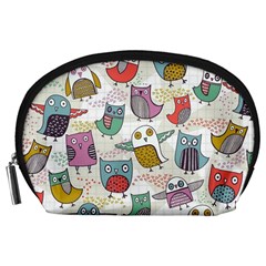 Owl Animal Bird Pattern Accessory Pouch (large) by Perong