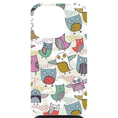 Owl Animal Bird Pattern Iphone 14 Pro Black Uv Print Case by Perong