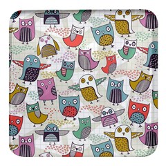 Owl Animal Bird Pattern Square Glass Fridge Magnet (4 Pack) by Perong