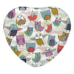 Owl Animal Bird Pattern Heart Glass Fridge Magnet (4 Pack) by Perong