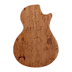 Owl Animal Bird Pattern Guitar Shape Wood Guitar Pick Holder Case And Picks Set by Perong