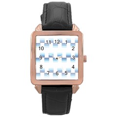 Geometric Pulse Print Design Rose Gold Leather Watch 