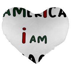 America  I Am Race Large 19  Premium Flano Heart Shape Cushions by RiverRootz