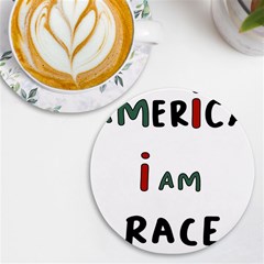 America  I Am Race Uv Print Round Tile Coaster by RiverRootz